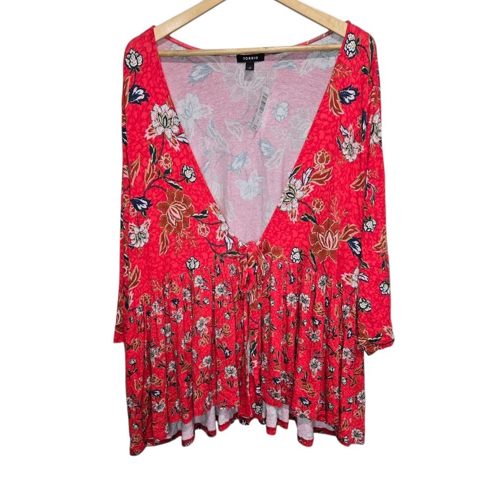 Torrid Red Multi Print Babydoll Jacket NWT